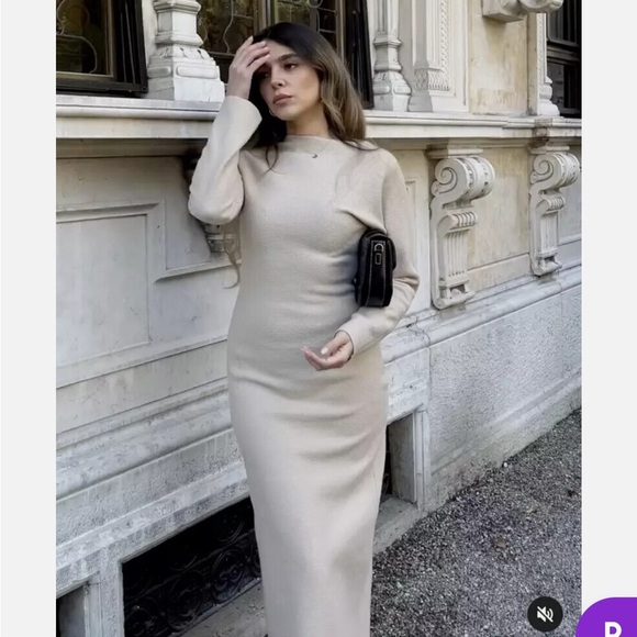 ZARA BOUCLÉ WOOL DRESS Ivory - Picture 7 of 16